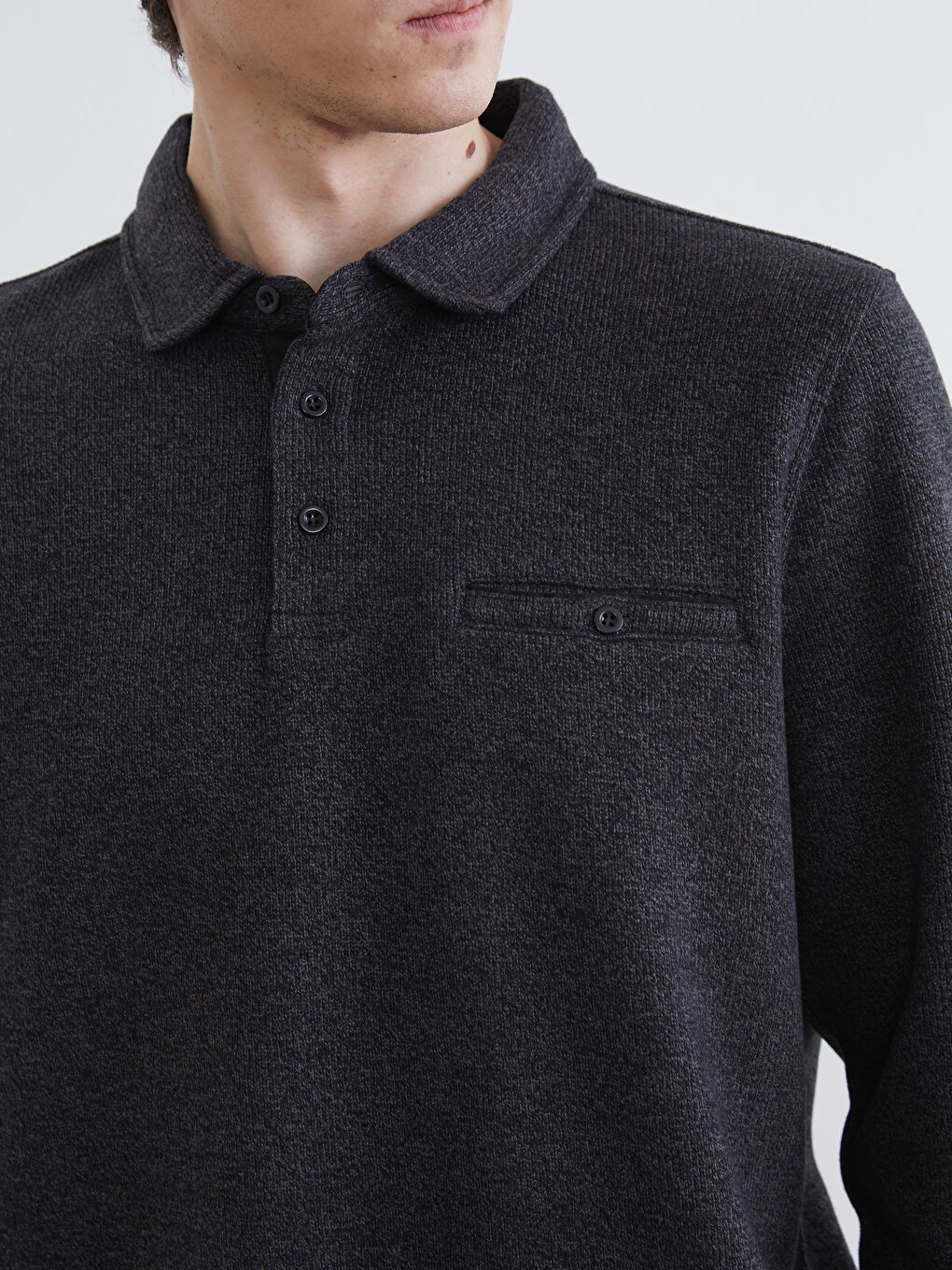 Antrasit Polo Yaka Erkek Sweatshirt-2