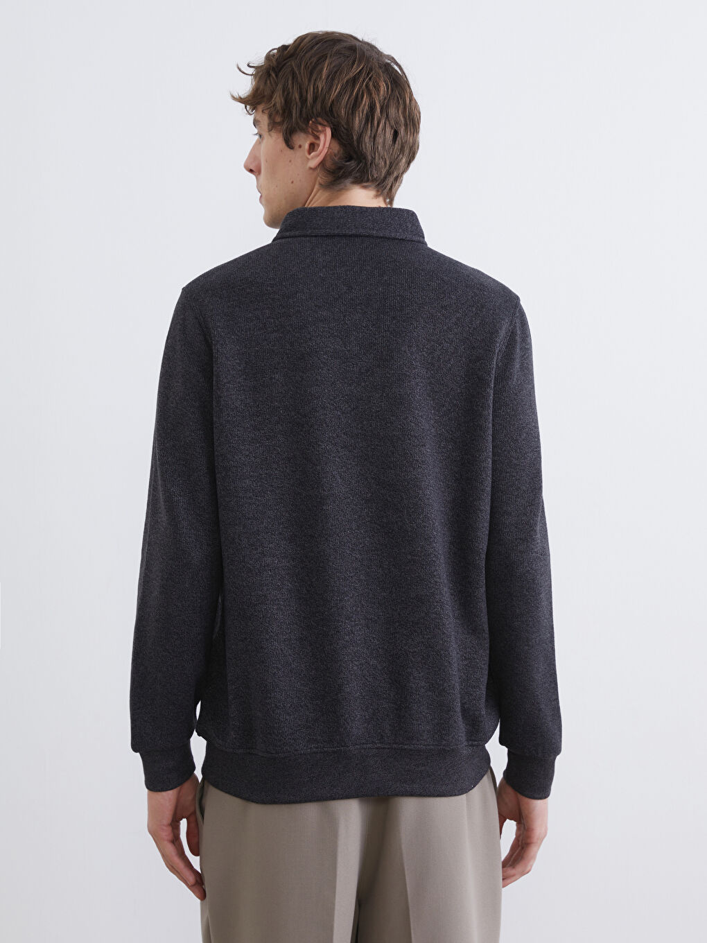 Antrasit Polo Yaka Erkek Sweatshirt-3