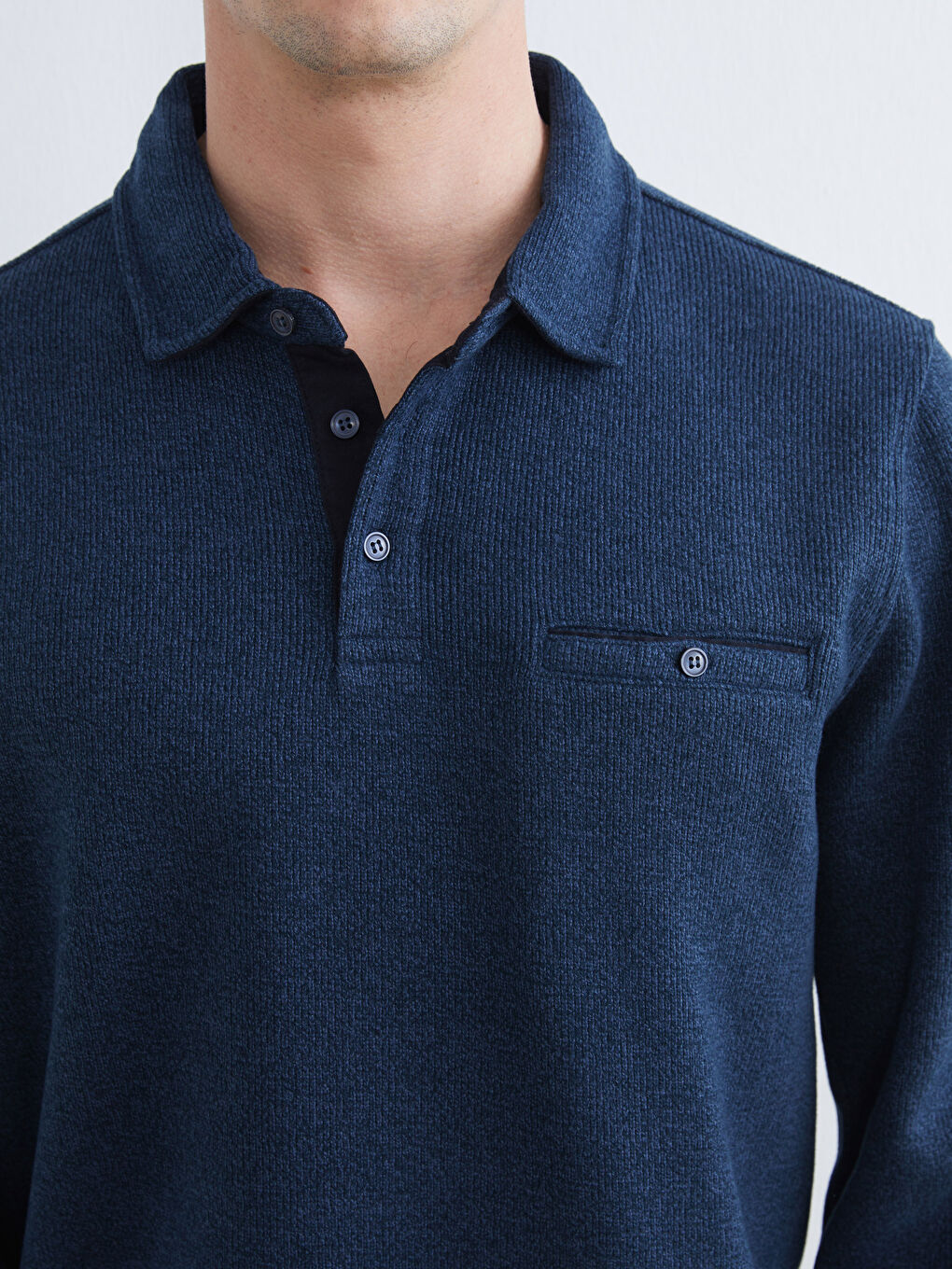 Mavi Polo Yaka Erkek Sweatshirt-2