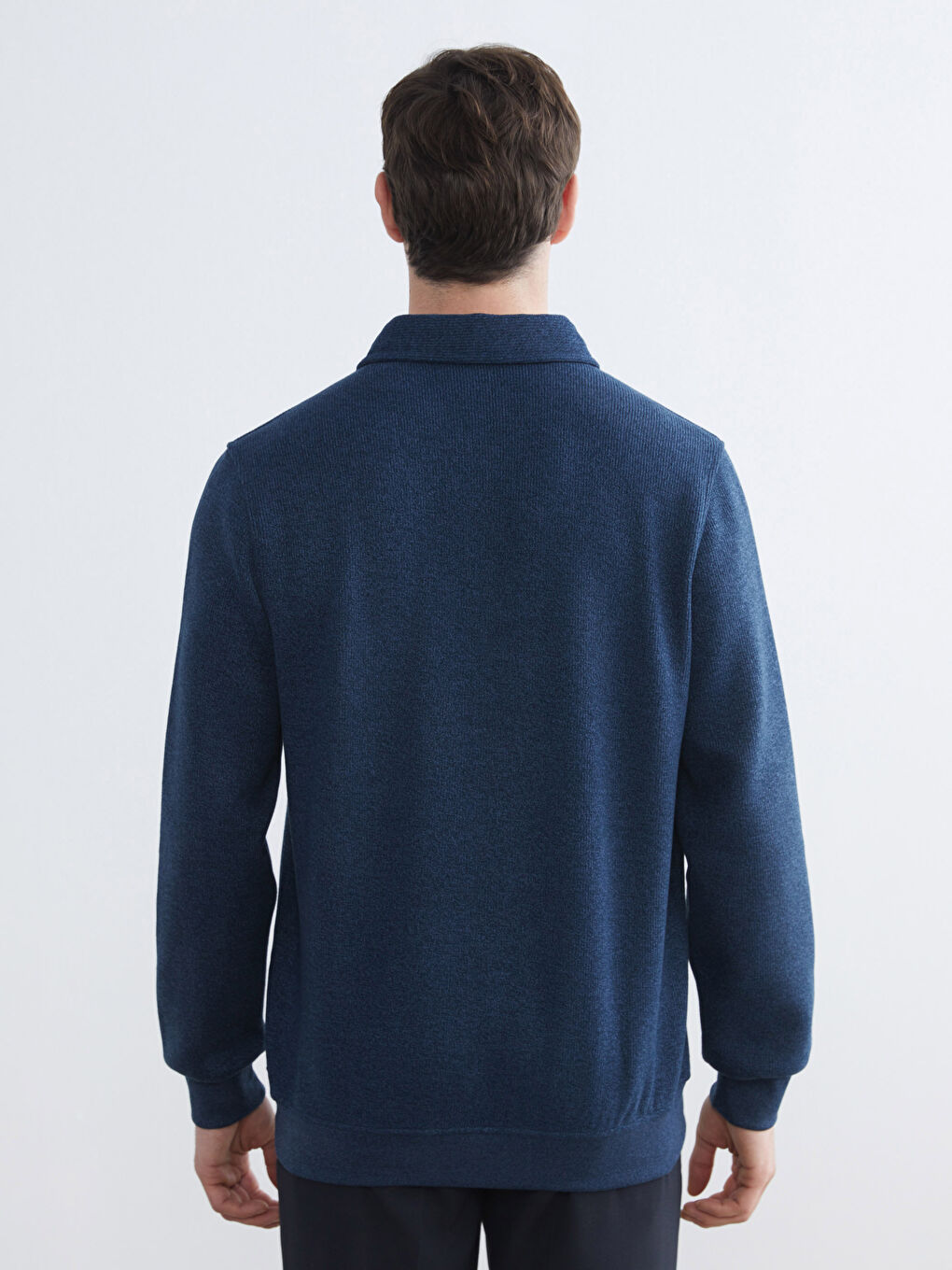 Mavi Polo Yaka Erkek Sweatshirt-3