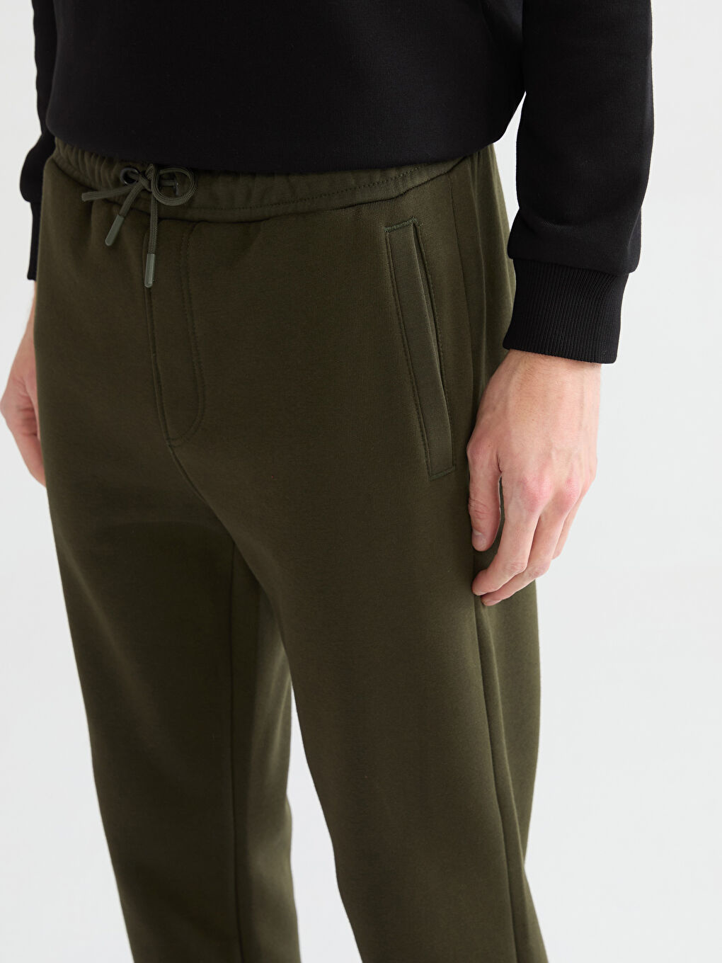 Haki Standart Kalıp Erkek Kalın Eşofman Altı-2