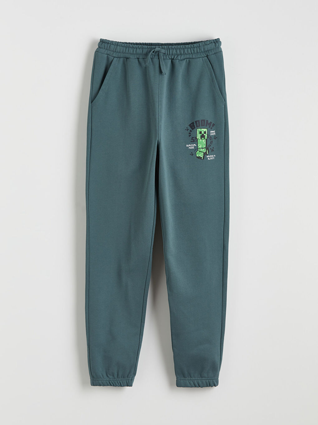 Petrol Minecraft Baskılı Erkek Çocuk Jogger Eşofman Altı