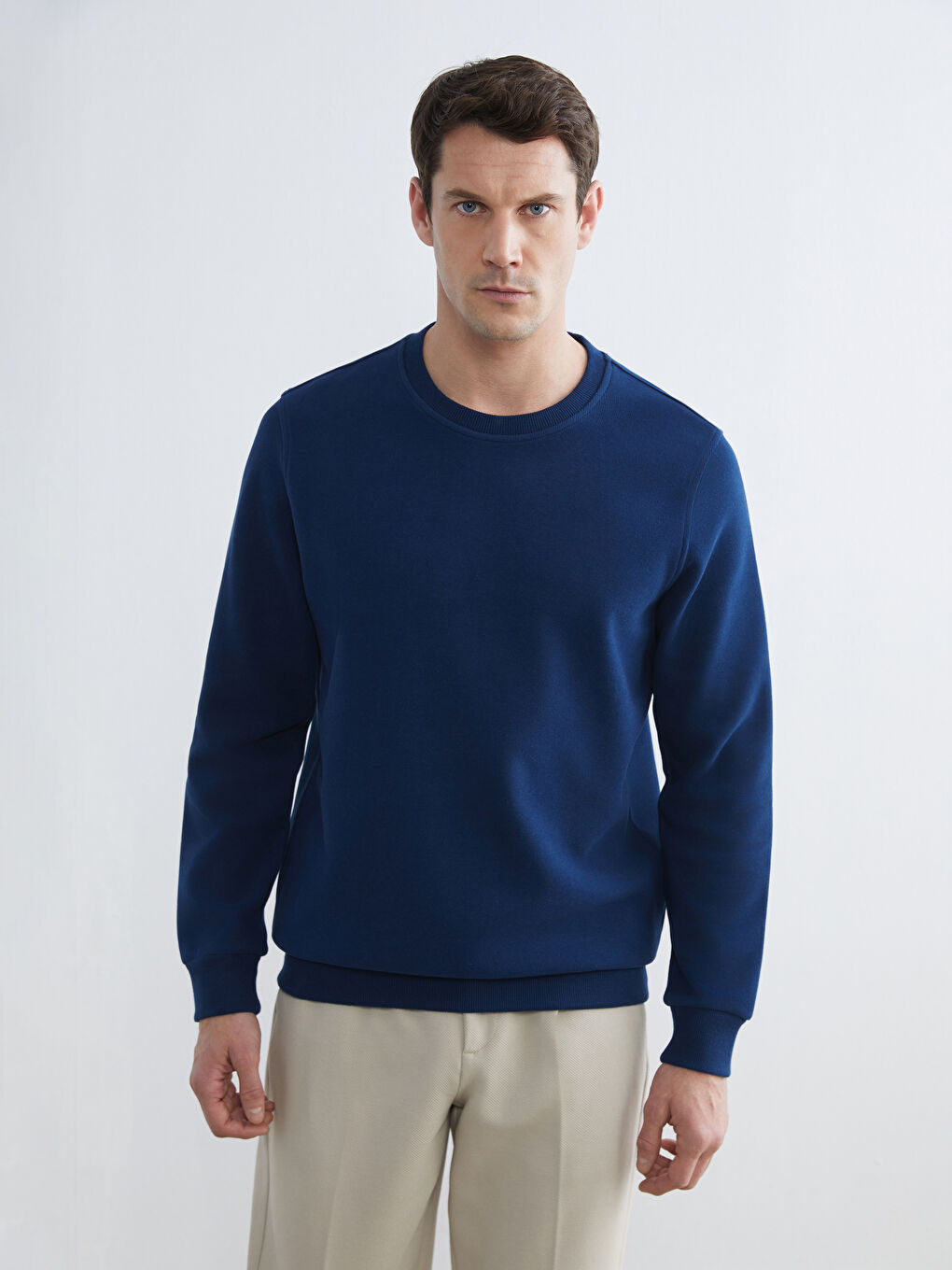 Lacivert Bisiklet Yaka Erkek Sweatshirt