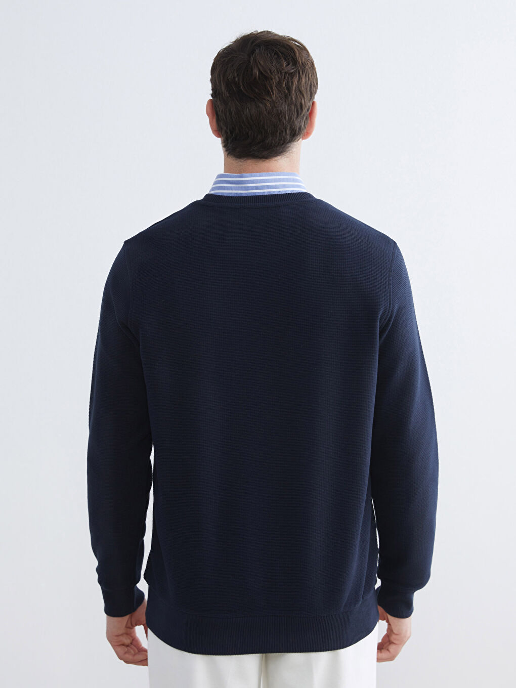 Lacivert Bisiklet Yaka Erkek Sweatshirt-3