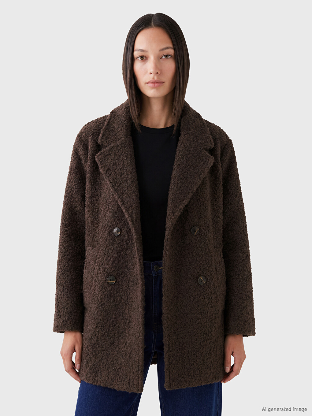 Double Breasted Collar Women's Cachet Overcoat