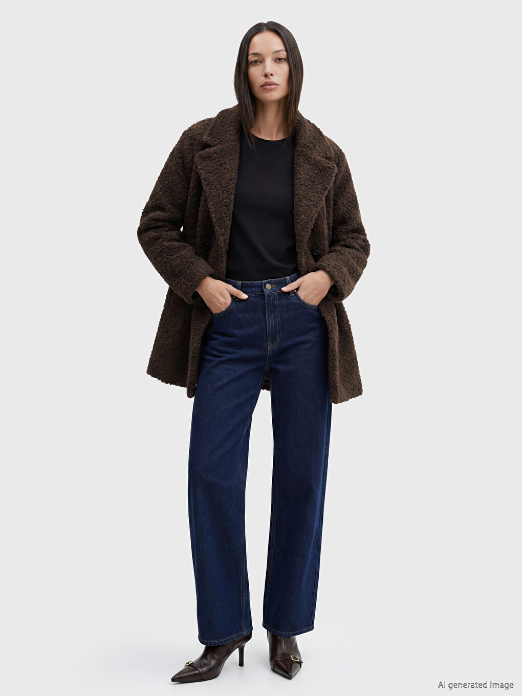 Double Breasted Collar Women's Cachet Overcoat-1