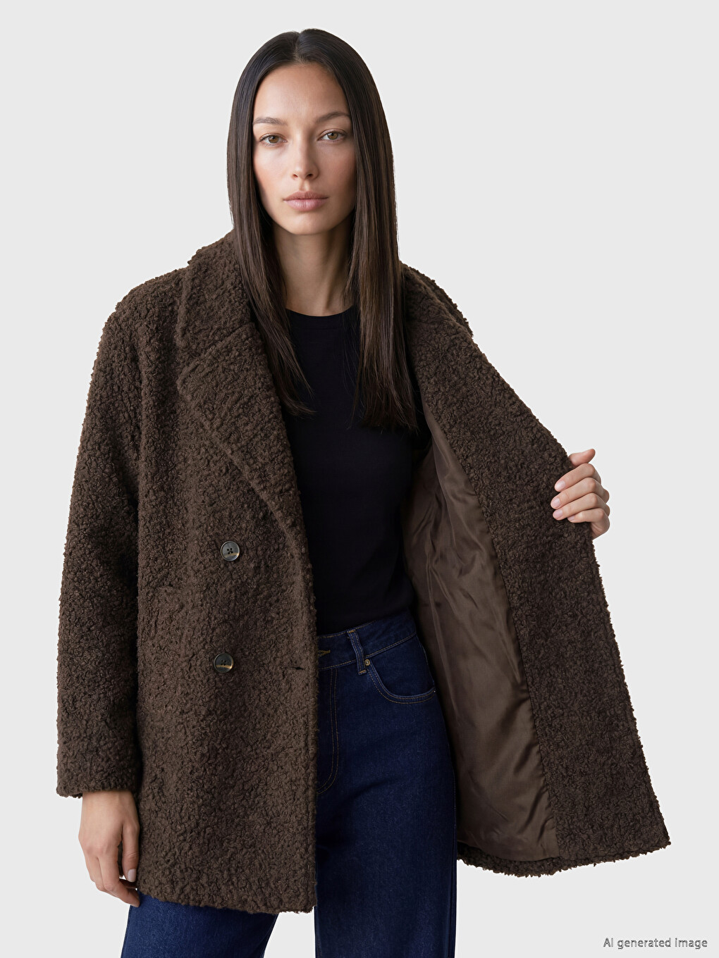 Double Breasted Collar Women's Cachet Overcoat-3