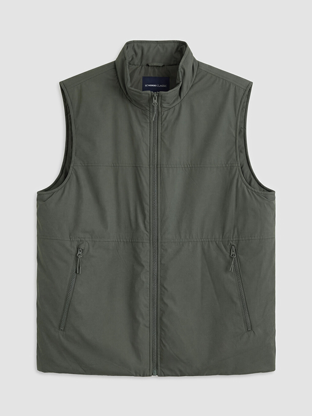 Haki Regular Fit Dik Yaka Erkek Yelek-4