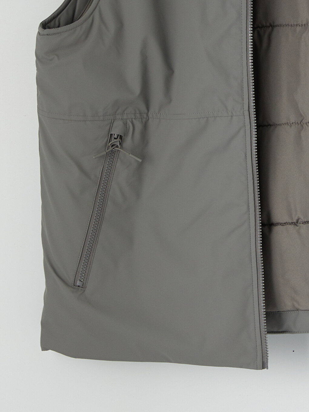Gri Regular Fit Dik Yaka Erkek Yelek-5