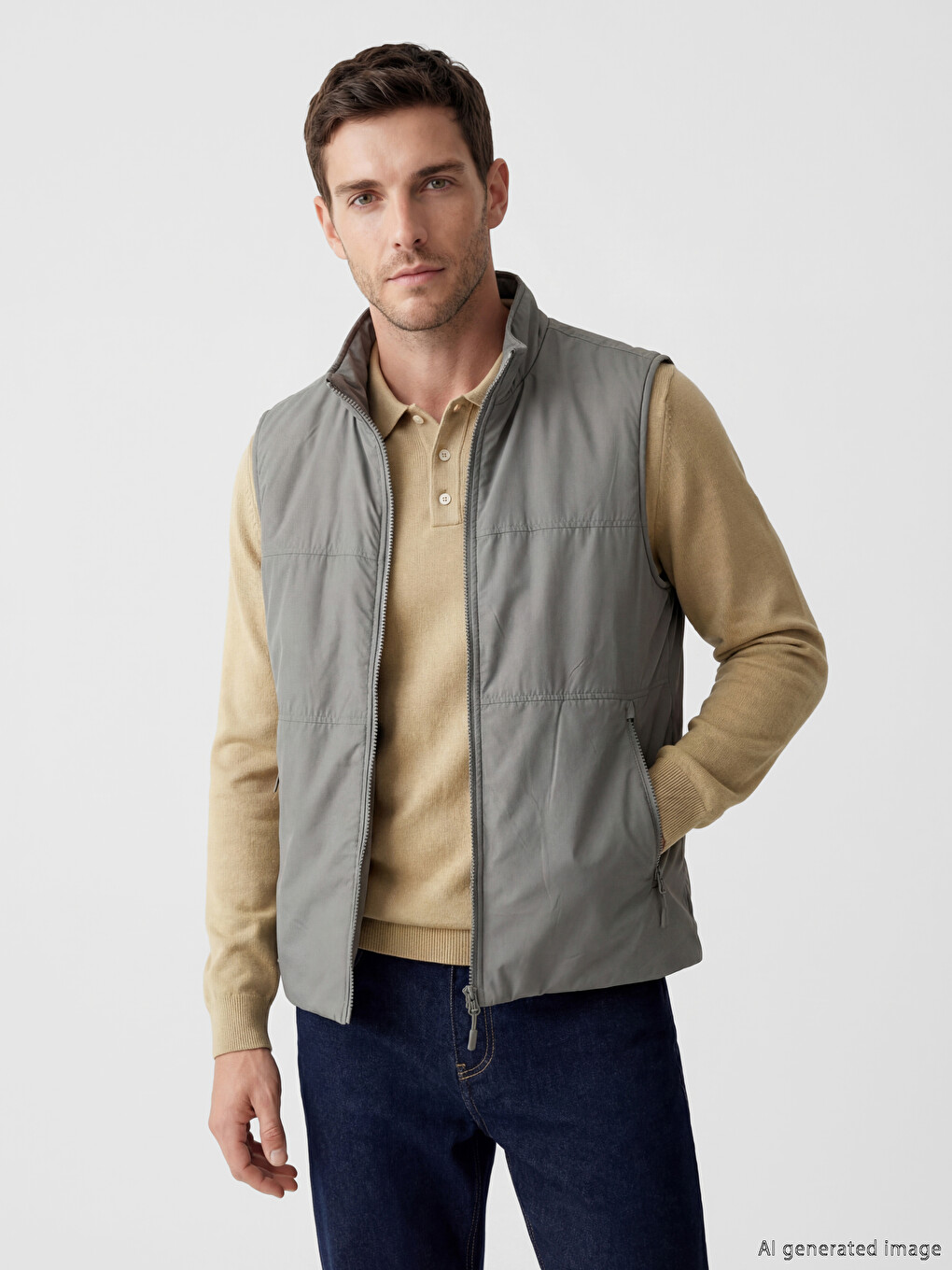 Man Grey Knit Gilet