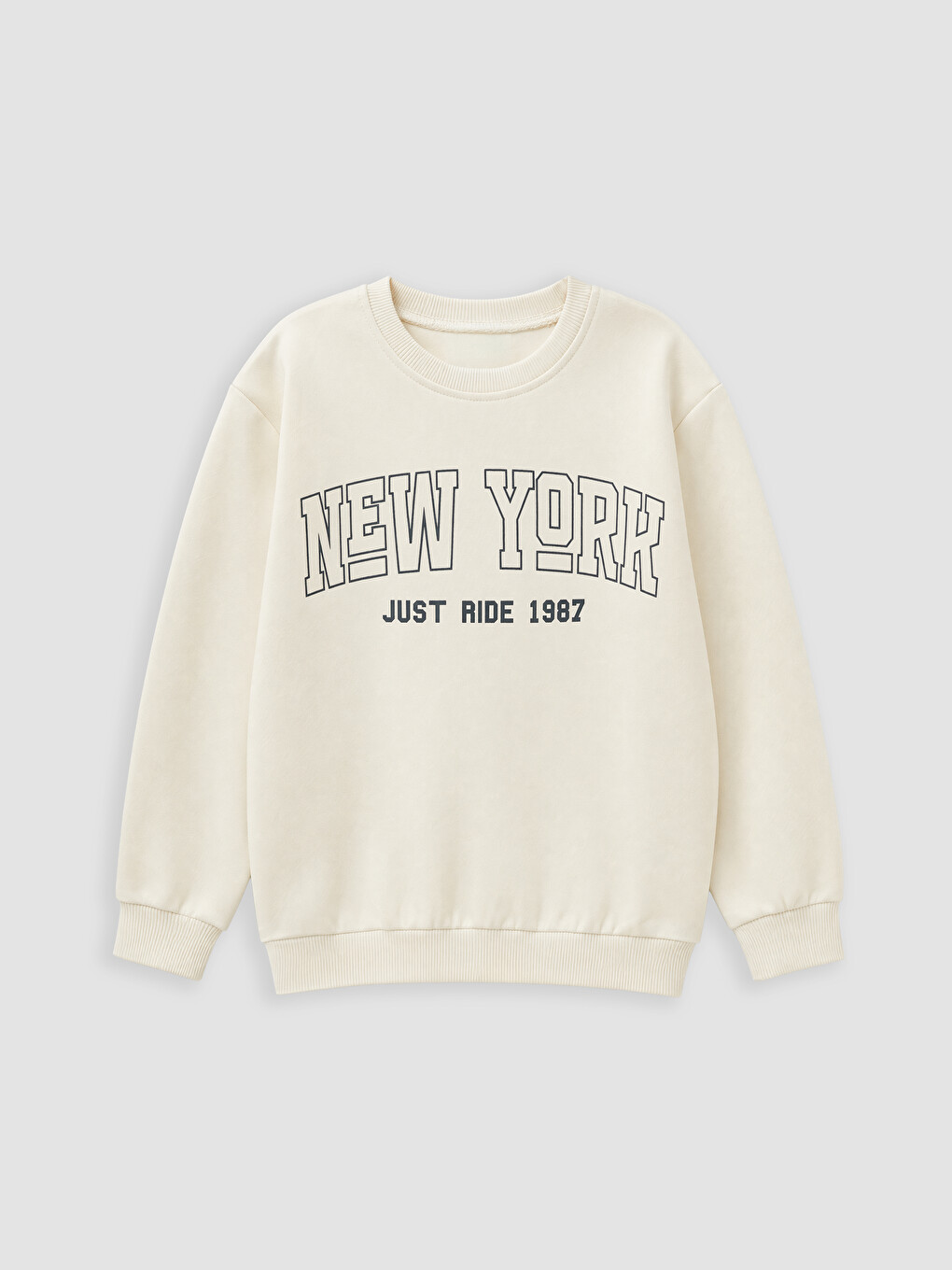 Bej New York Baskılı Erkek Çocuk Sweatshirt