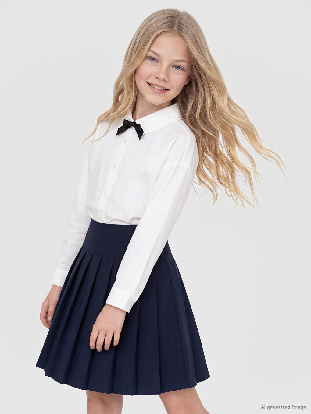 Πουκάμισο Ποπλίνα Για Κορίτσια Με Λεπτομέρεια Φιόγκου