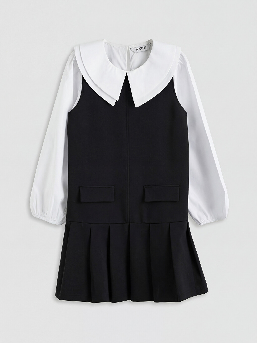 Shirt Collar Girls' Pleated Dress