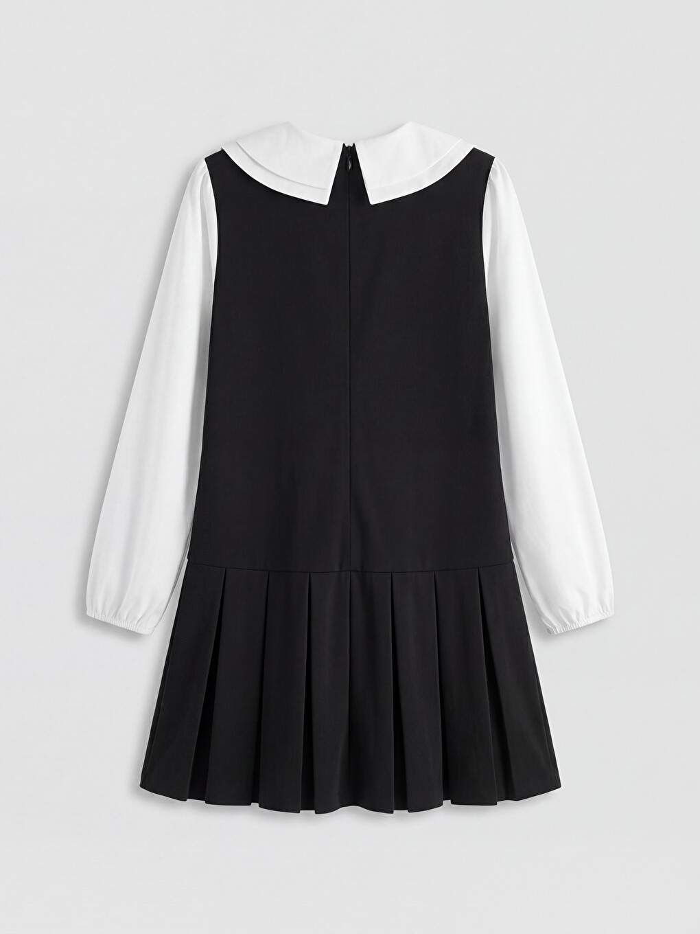 Shirt Collar Girls' Pleated Dress-1