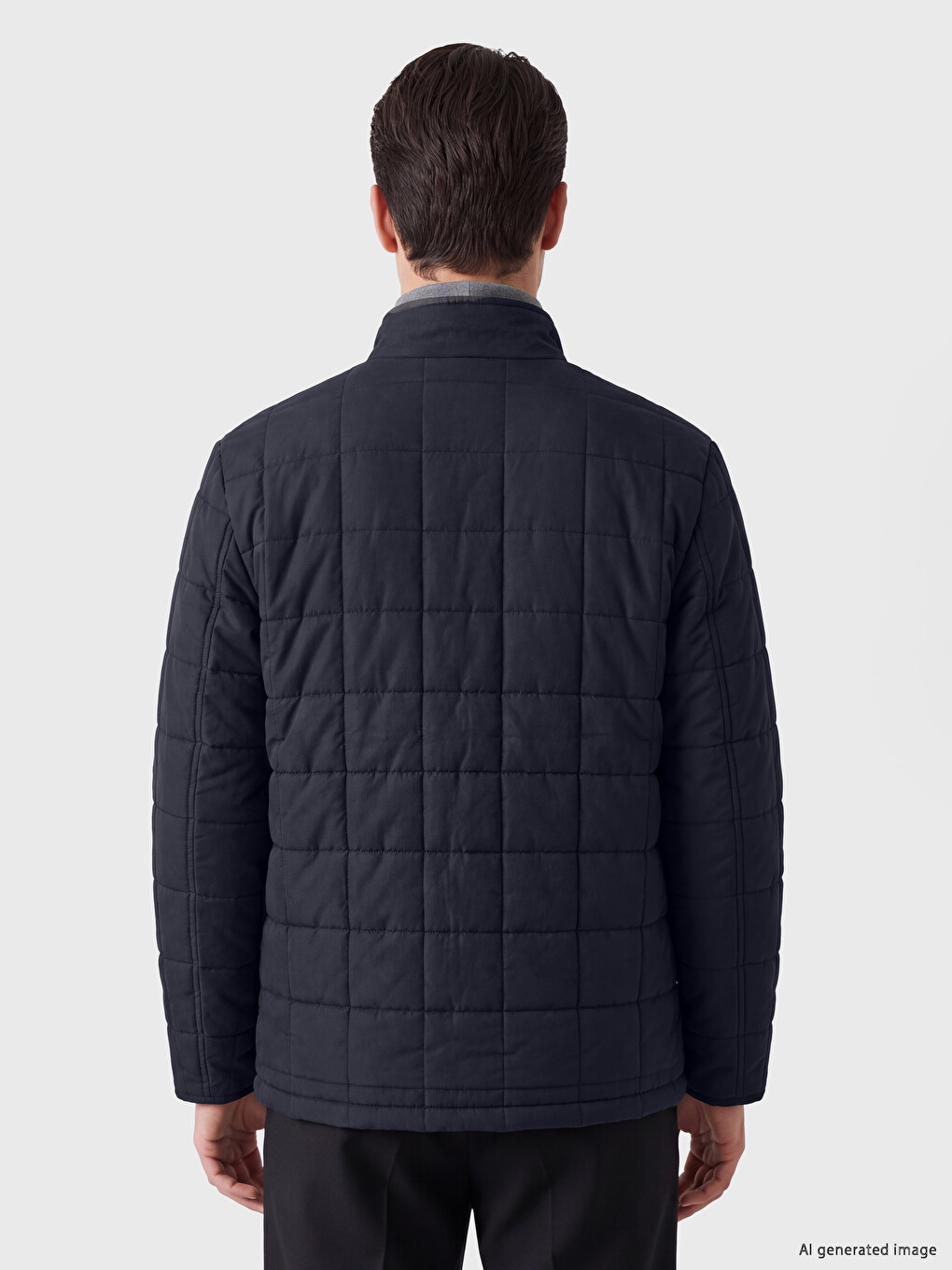 Lacivert Regular Fit Dik Yaka Erkek Şişme Mont-2