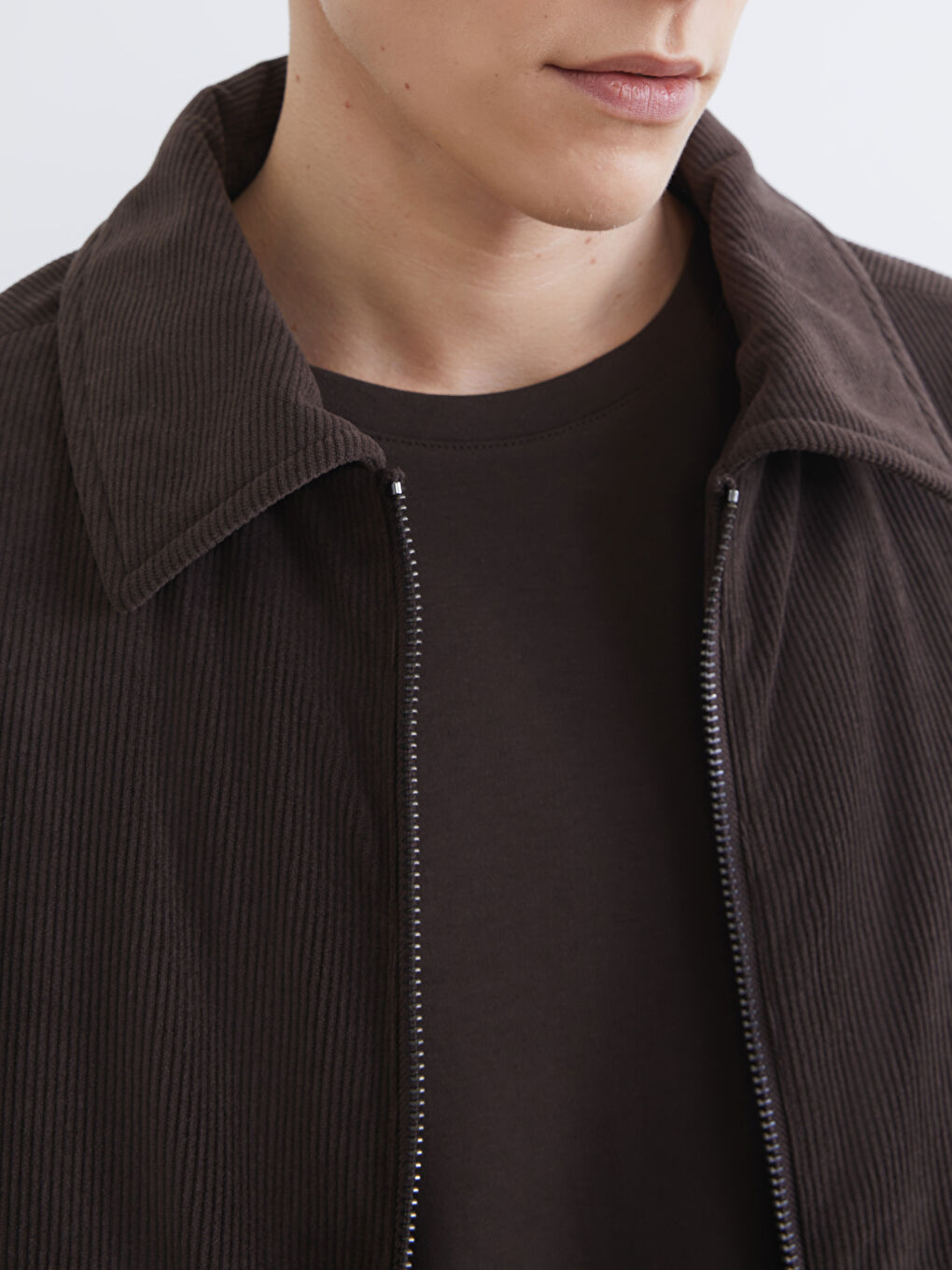 Kahverengi Standart Kalıp Kadife Erkek Mont-2