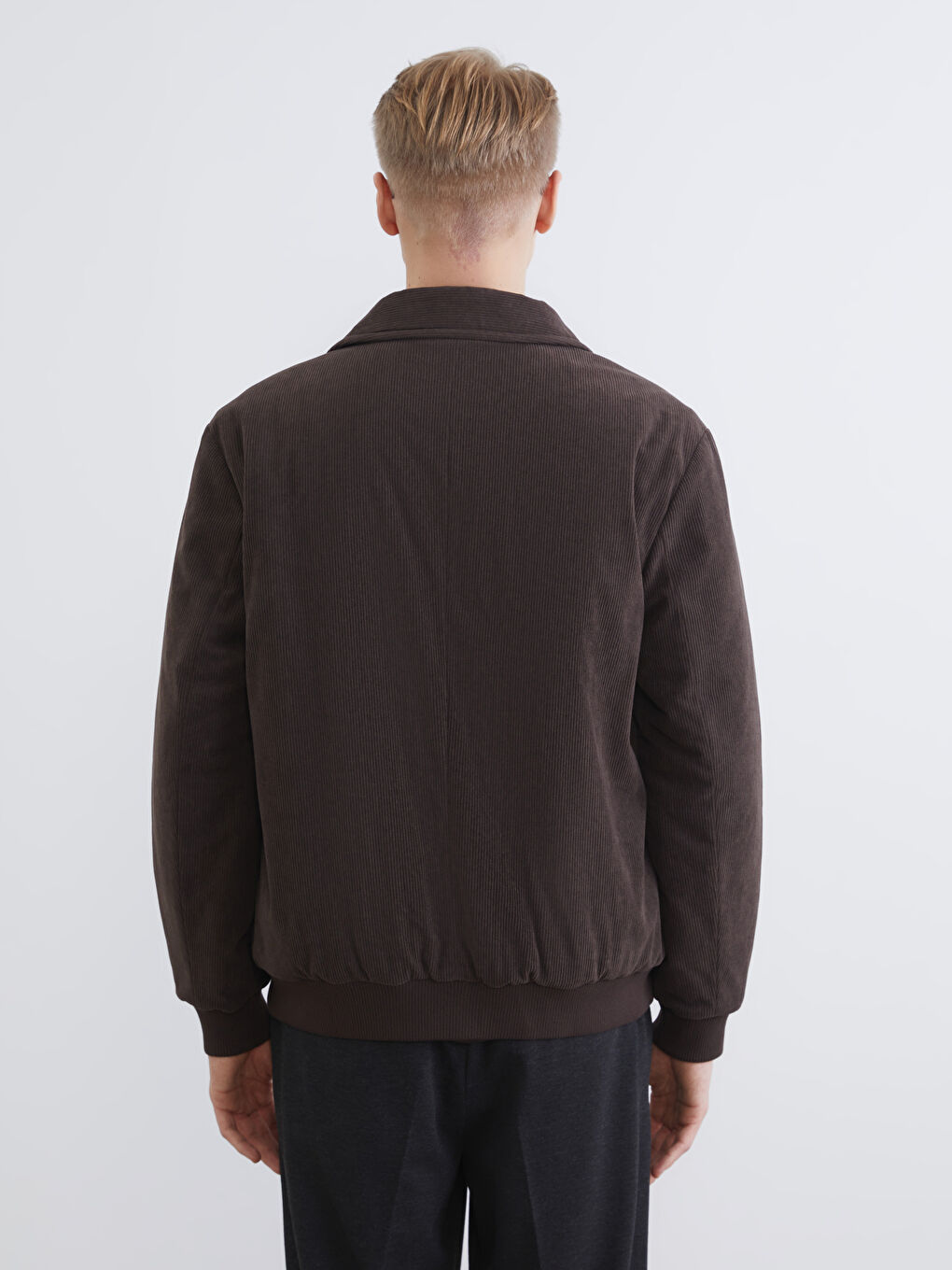 Kahverengi Standart Kalıp Kadife Erkek Mont-4