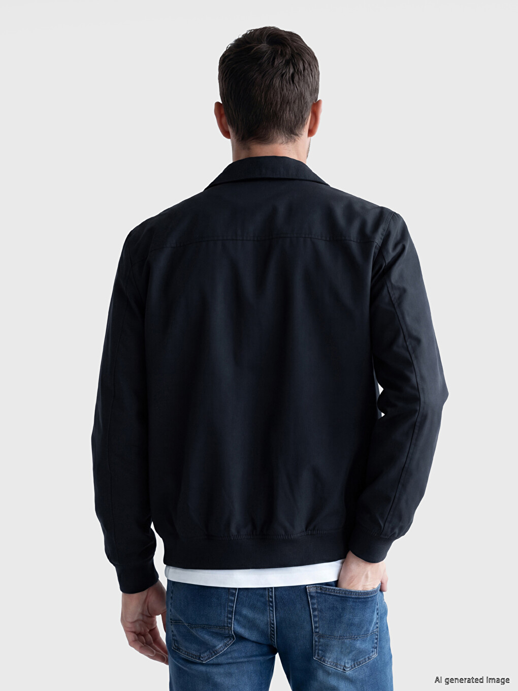Regular Fit Shirt Collar Zippered Men's Coat-2