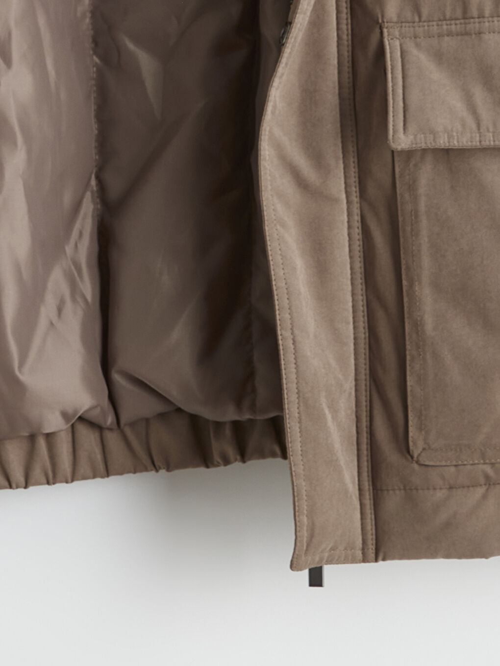 Kahverengi Standart Kalıp Kadife Yaka Erkek Mont-6