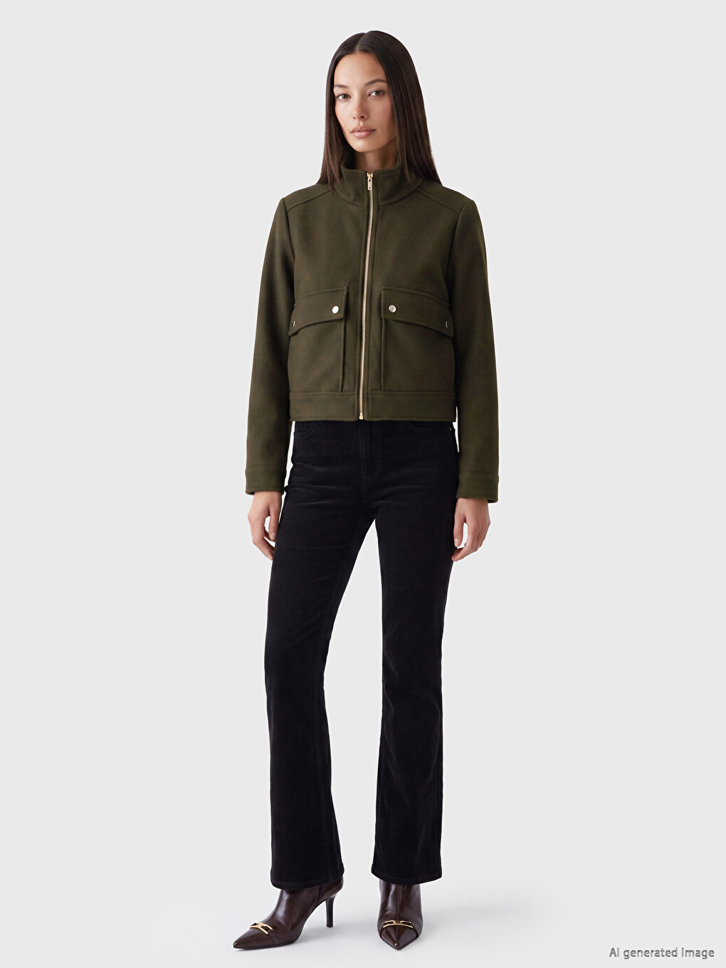 Woman Khaki Coatigan-1