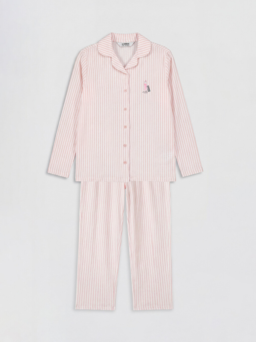 Pembe Gömlek Yaka Kız Çocuk Pijama Takım