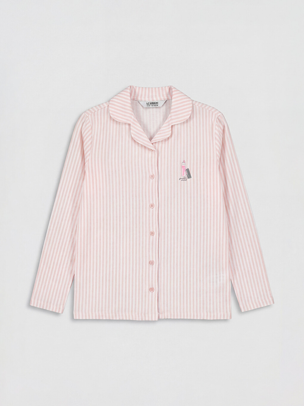 Pembe Gömlek Yaka Kız Çocuk Pijama Takım-1