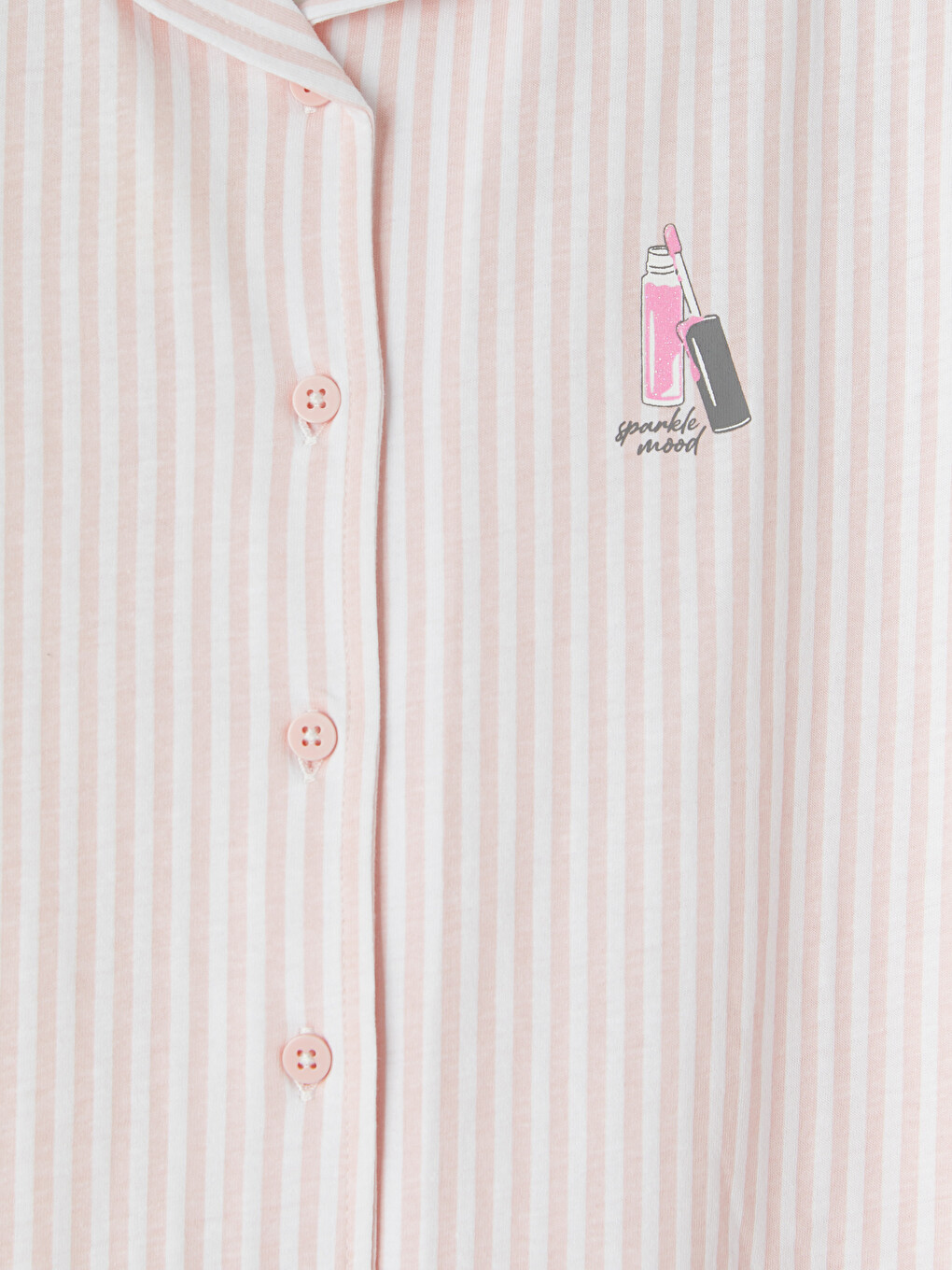 Pembe Gömlek Yaka Kız Çocuk Pijama Takım-5