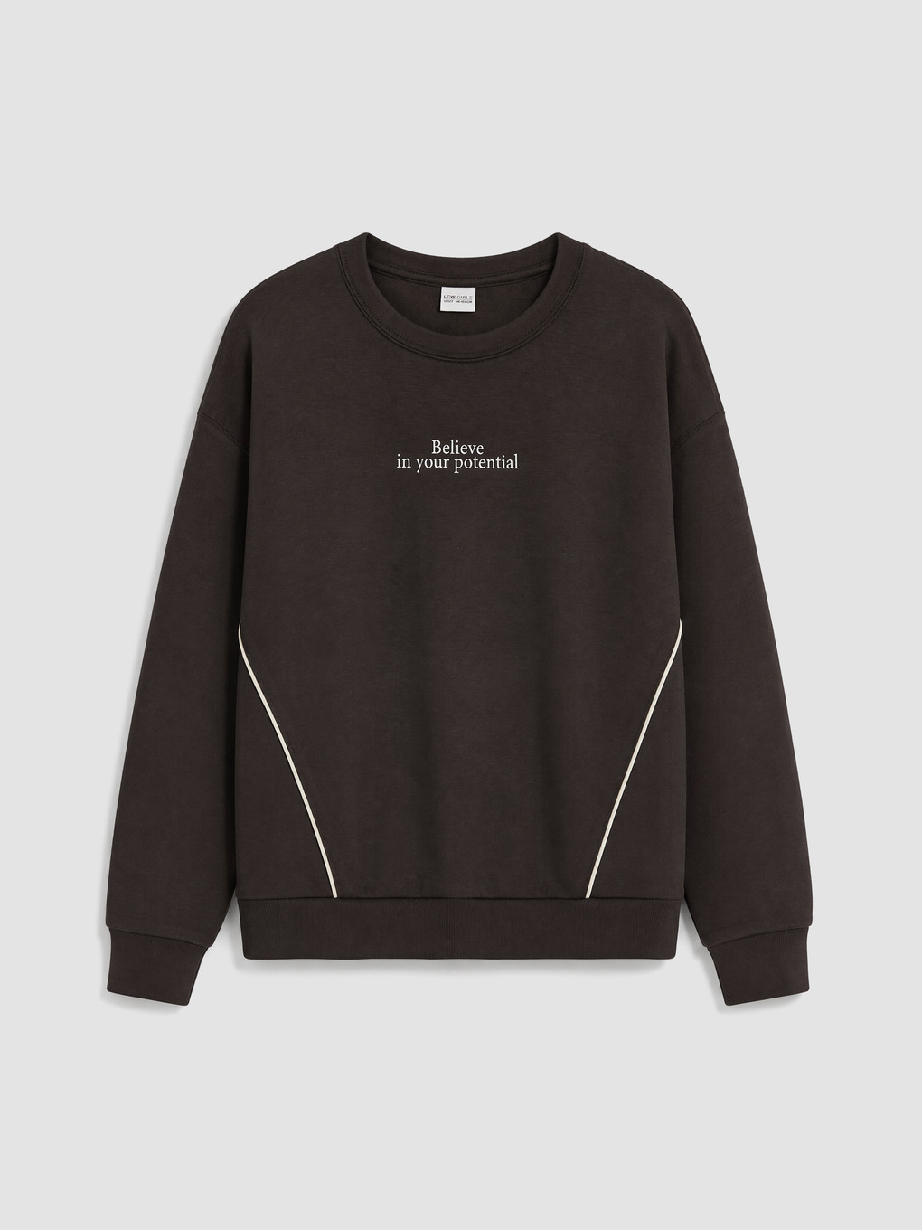 Kahverengi Bisiklet Yaka Kız Çocuk Soft Touch Sweatshirt