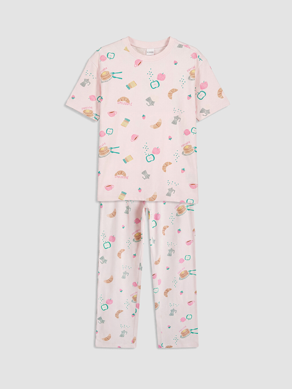 Crew Neck Printed Girls' Pyjamas Set