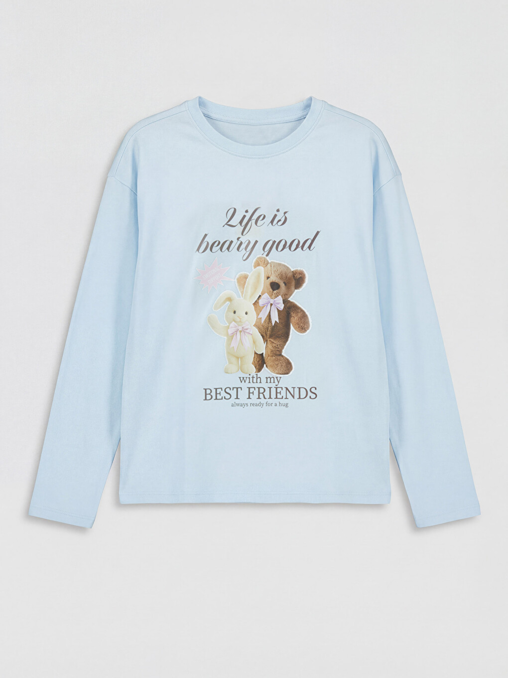 Mavi Bisiklet Yaka Baskılı Kız Çocuk Pijama Takımı-1