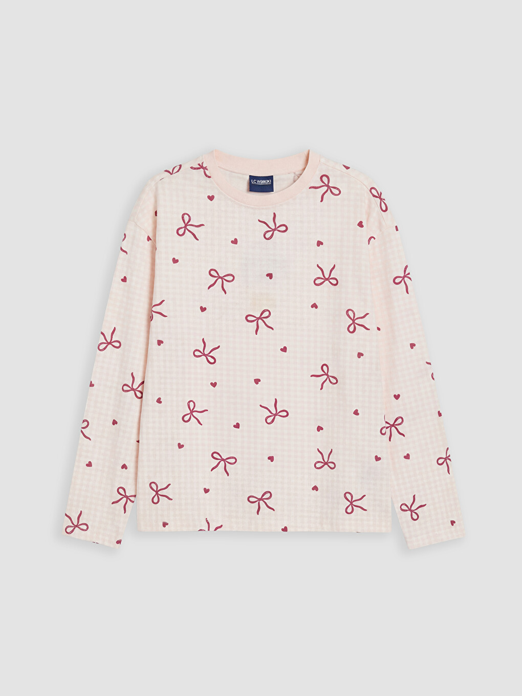 Ekru Bisiklet Yaka Kız Çocuk Pijama Takım-1