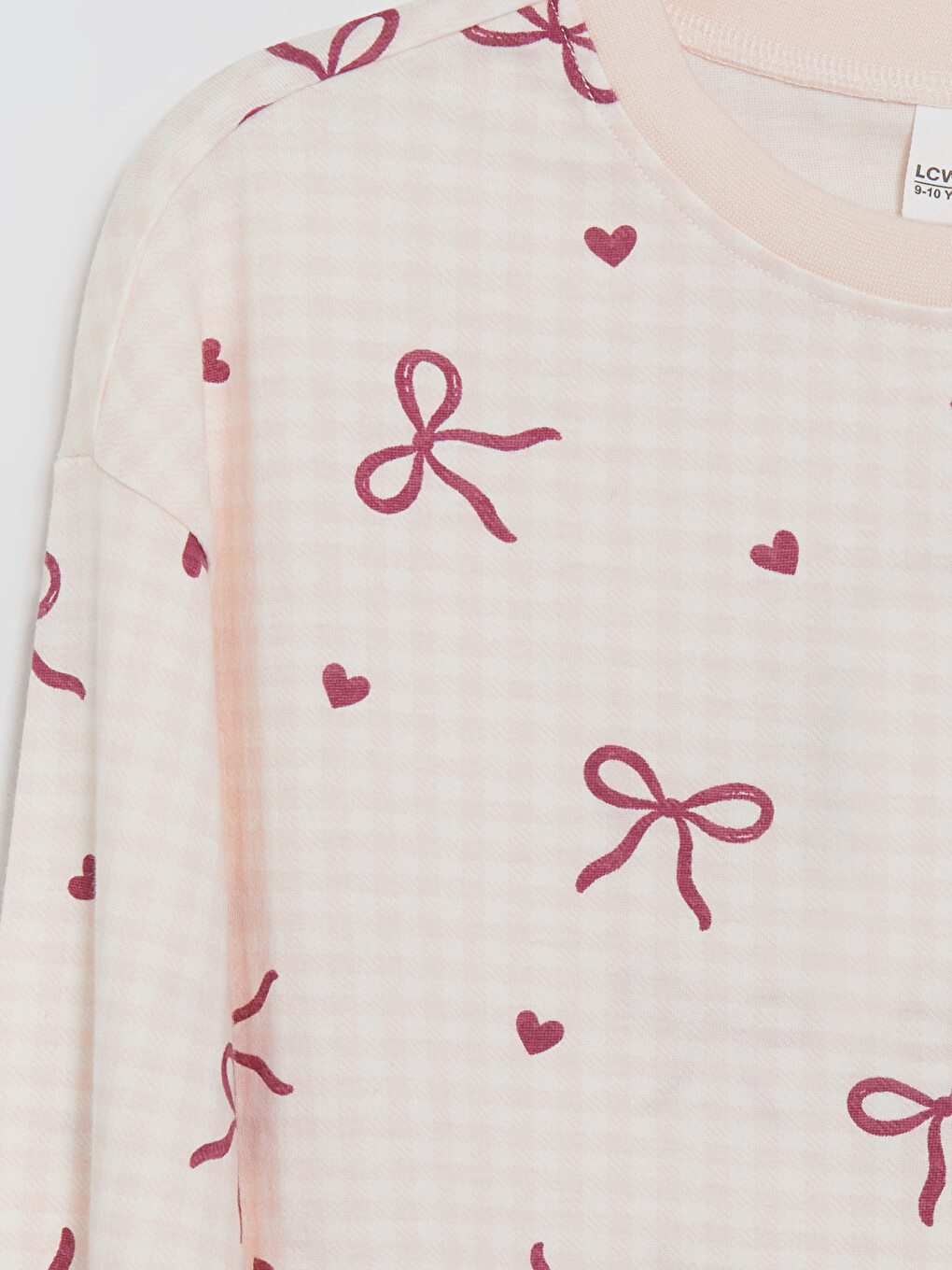 Ekru Bisiklet Yaka Kız Çocuk Pijama Takım-5