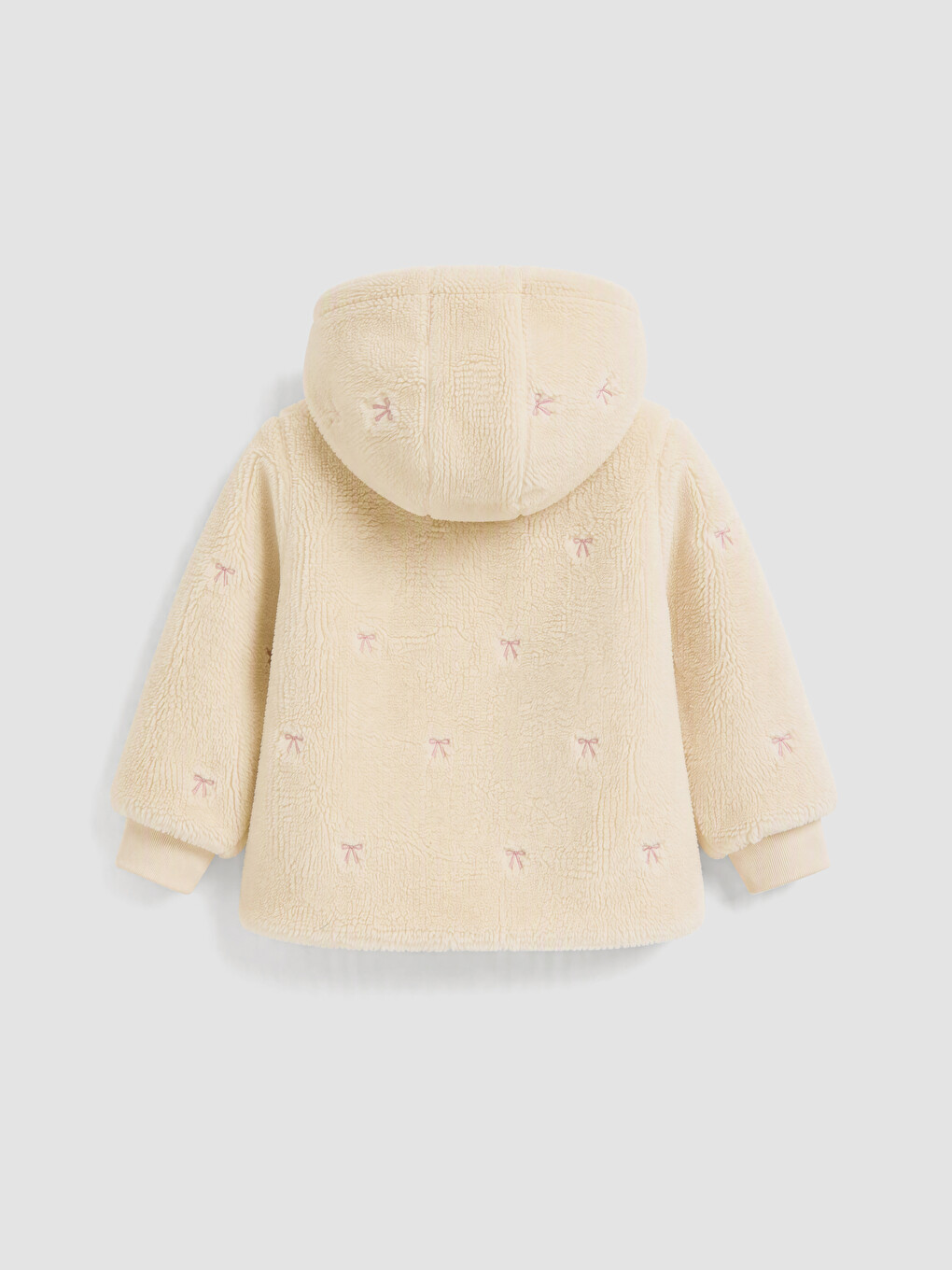 Bow Embroidered Hooded Girls' Plush Coat-3