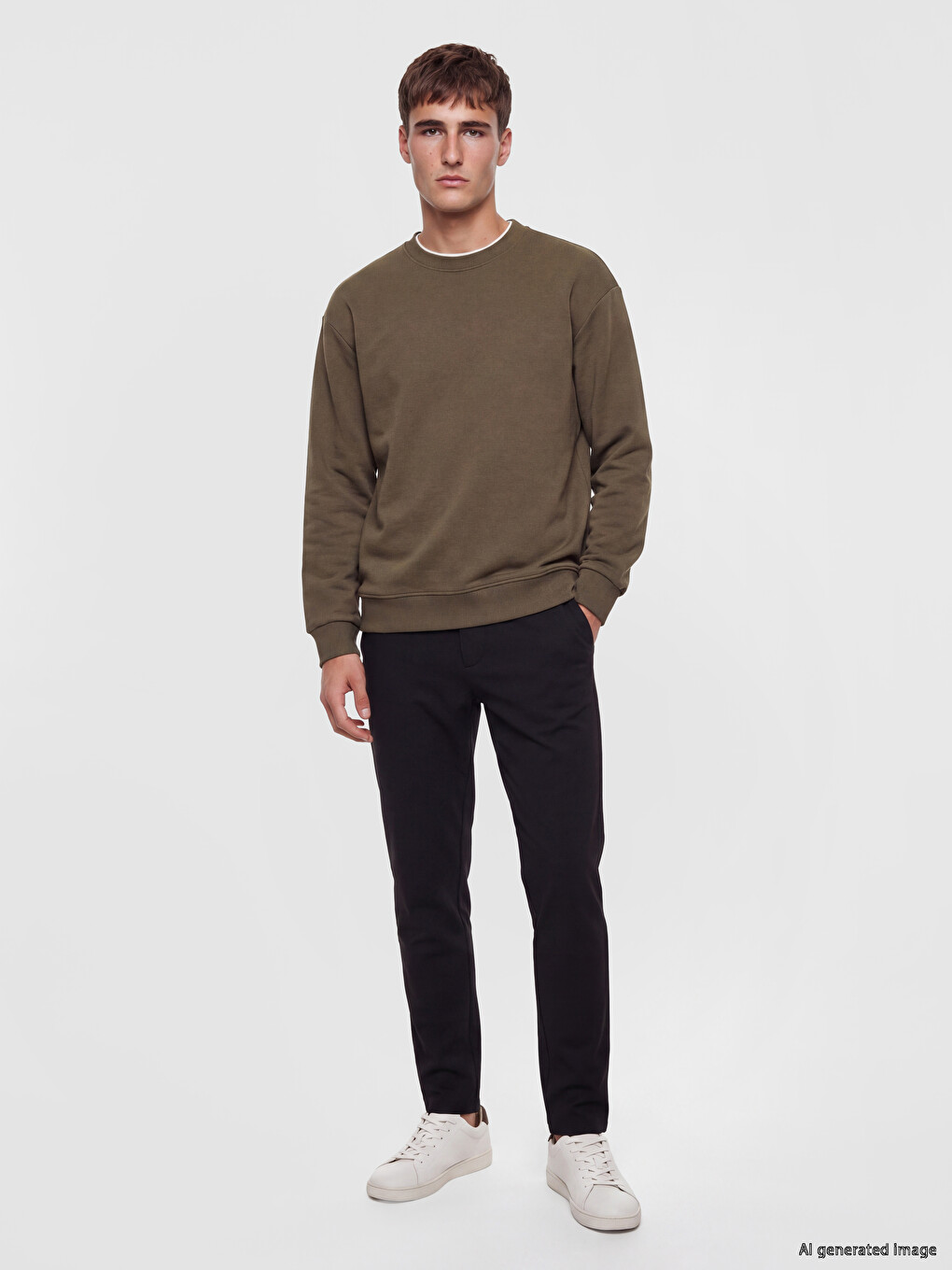 Crew Neck Men's Thick Sweatshirt-1