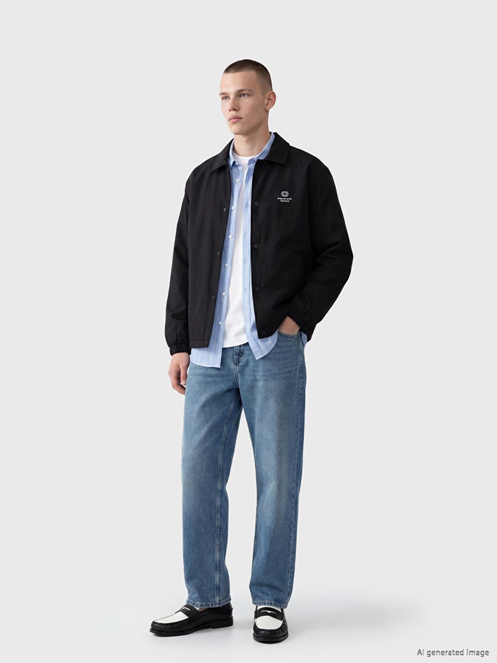 Loose Fit Shirt Collar Men's Coat-1