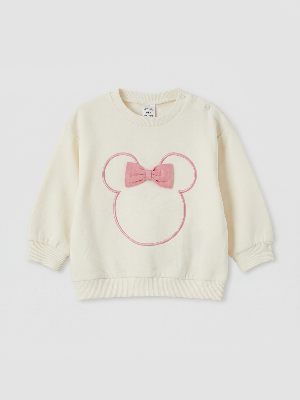 Bej Minnie Mouse Lisanslı Kız Bebek Sweatshirt