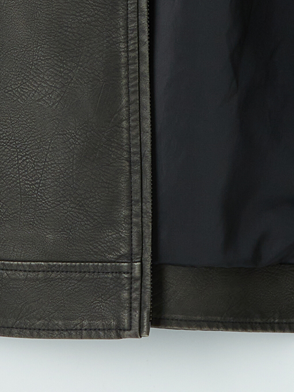 Siyah Regular Fit Erkek Deri Görünümlü Ceket-7