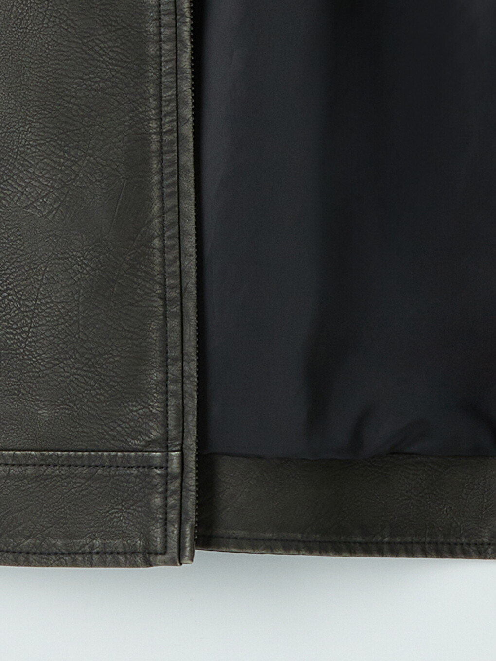Siyah Regular Fit Erkek Deri Görünümlü Ceket-7