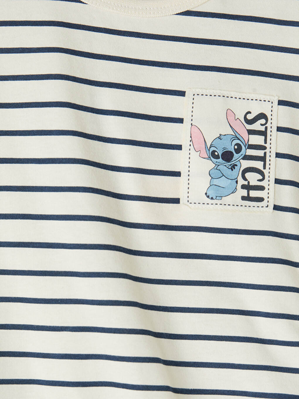 Bej Stitch Baskılı Çizgili Erkek Bebek Takım-2