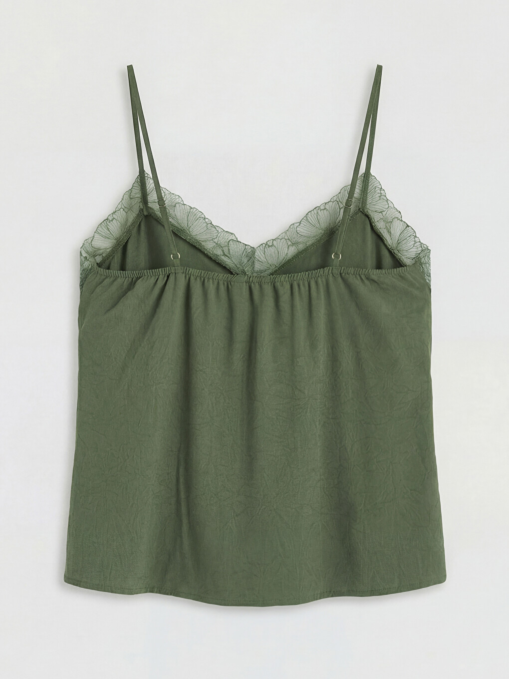 Yeşil V Yaka Dantel Detaylı Kadın Şortlu Pijama Takımı-6