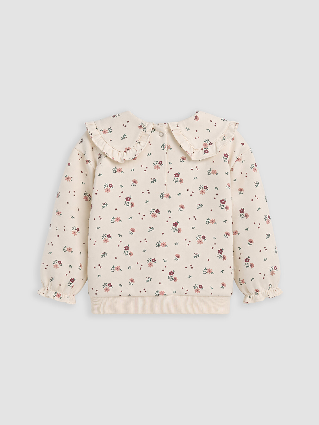 Ekru Bebe Yaka Çiçekli Kız Bebek Sweatshirt-2