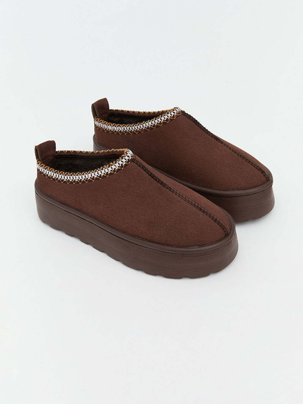 Kahverengi Kürklü Kadın Ev Ayakkabısı