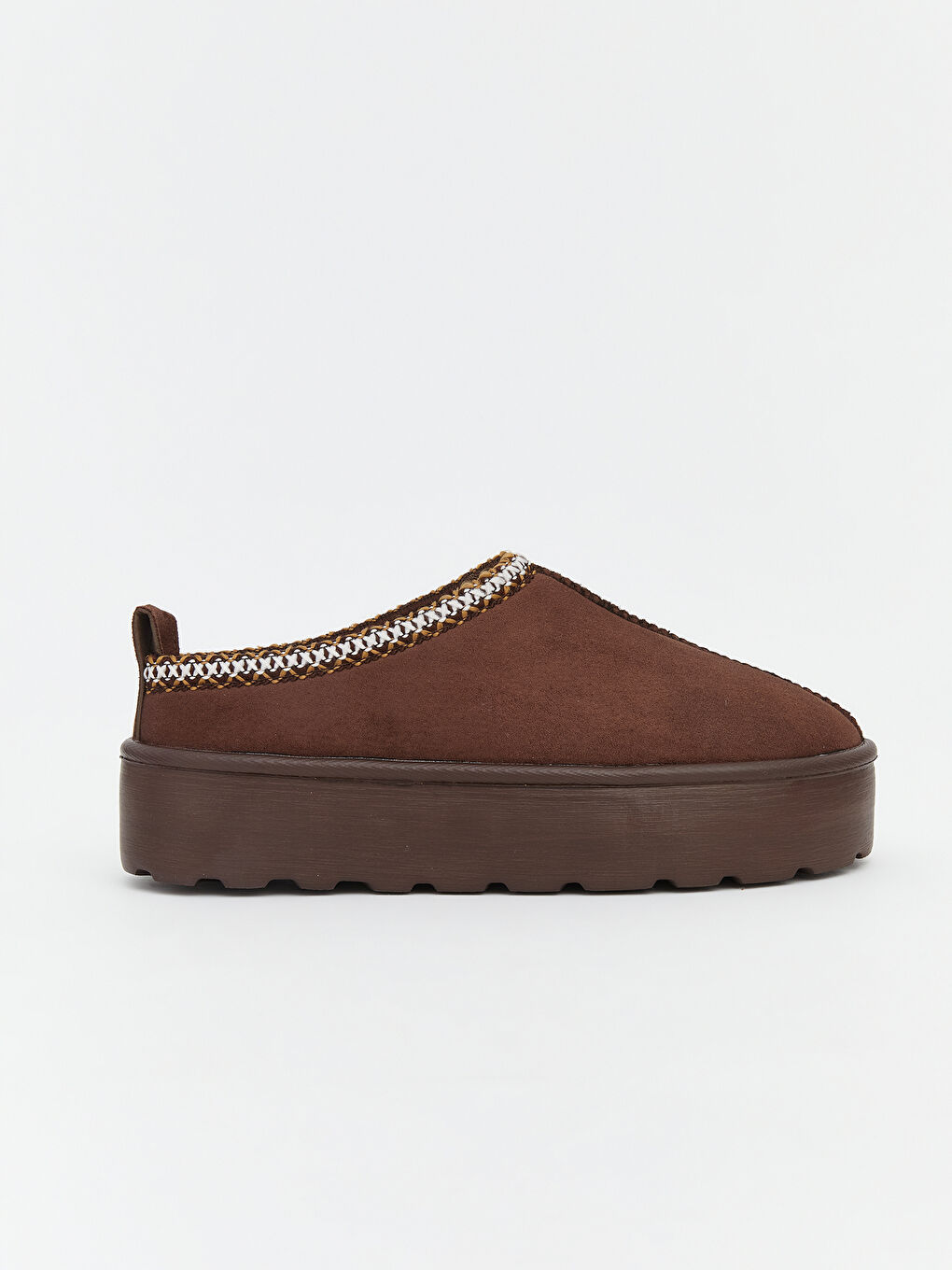 Kahverengi Kürklü Kadın Ev Ayakkabısı-1