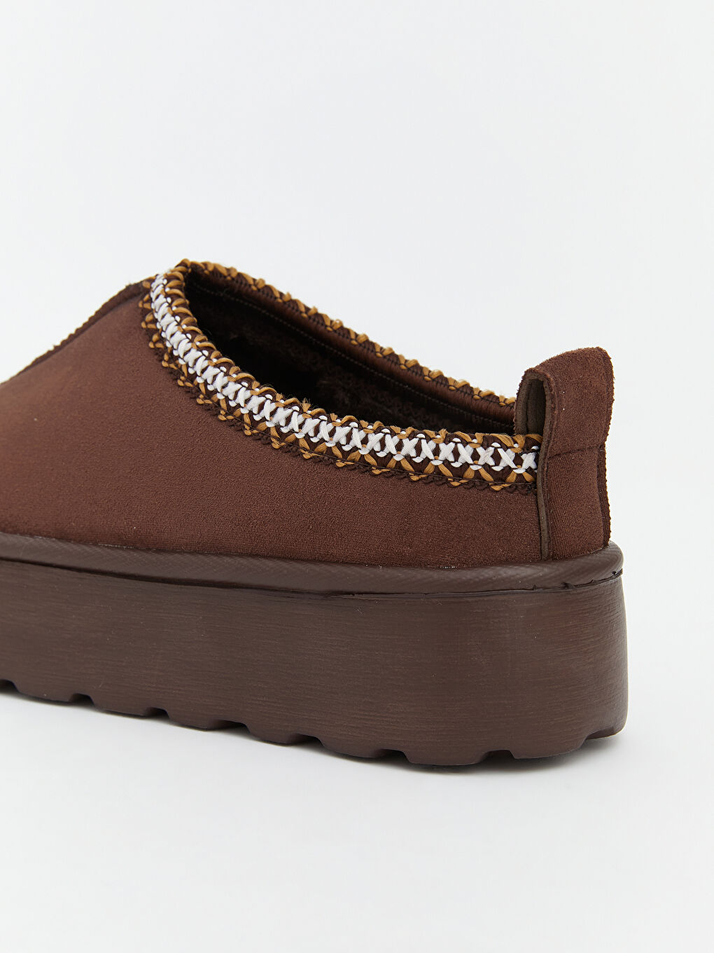 Kahverengi Kürklü Kadın Ev Ayakkabısı-4