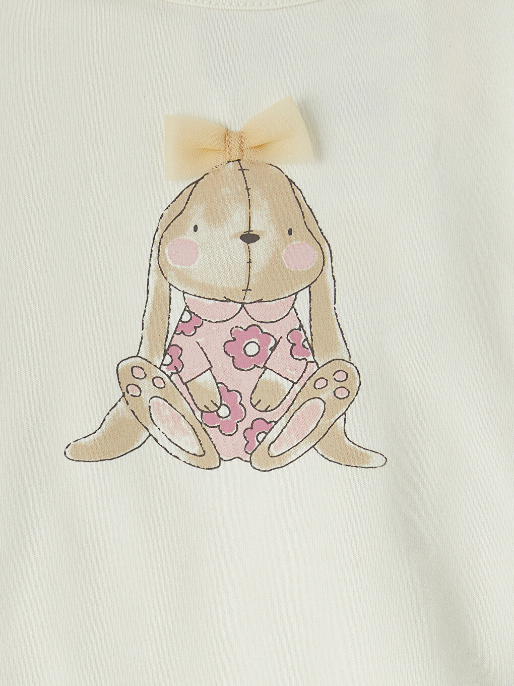 Ekru Tavşan Baskılı Kız Bebek Takım-5