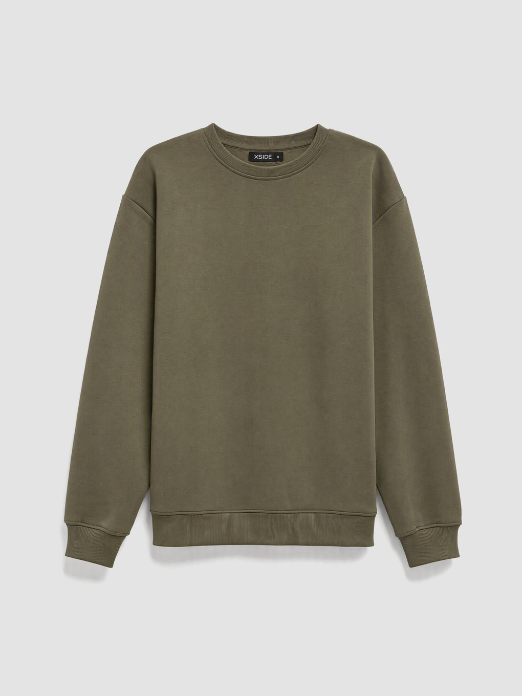 Haki Bisiklet Yaka Erkek Kalın Sweatshirt-5