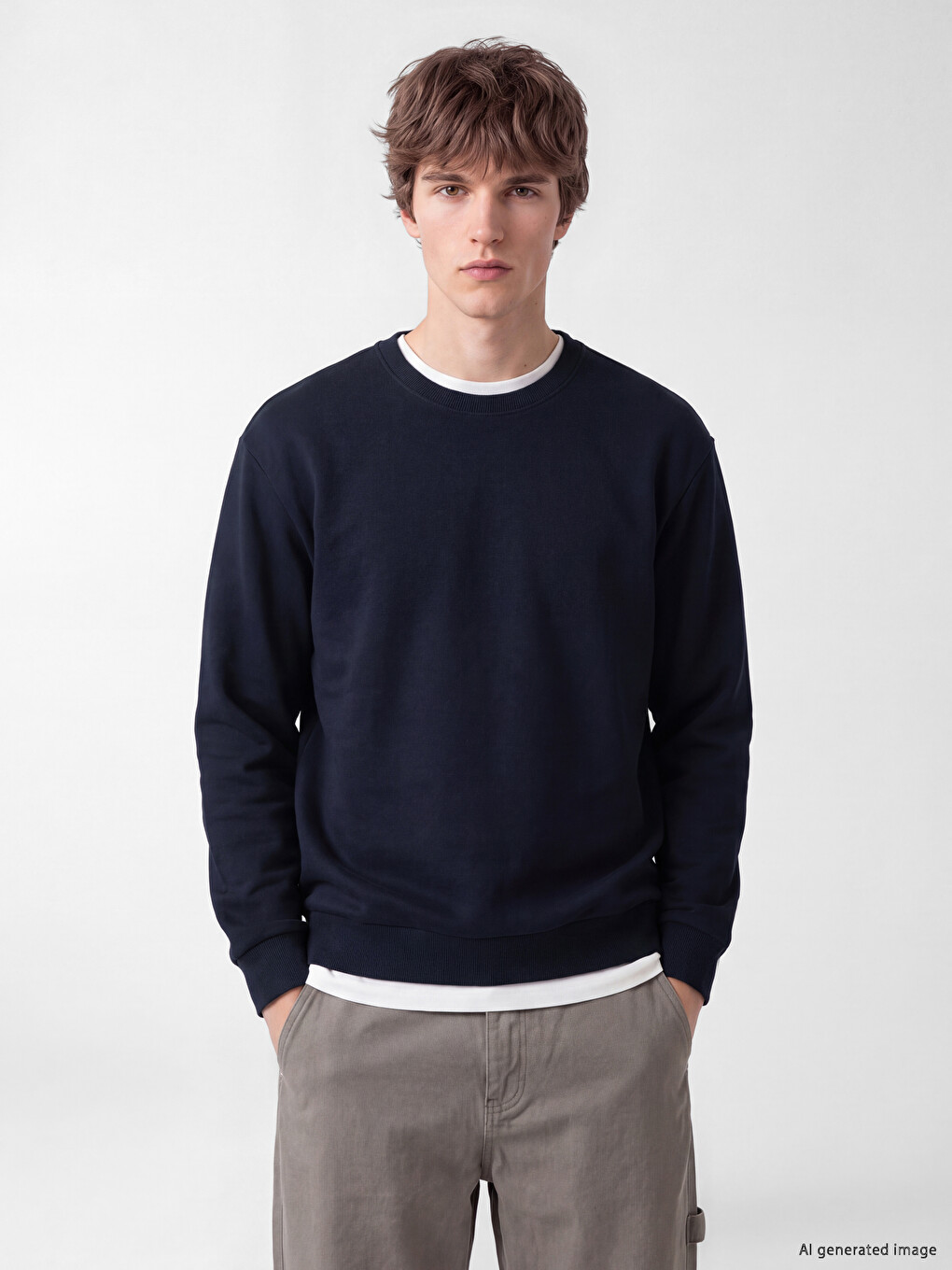 Crew Neck Men's Thick Sweatshirt