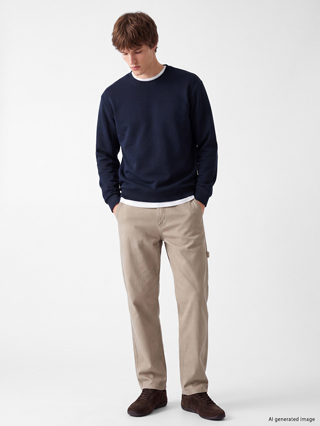 Crew Neck Men's Thick Sweatshirt-1