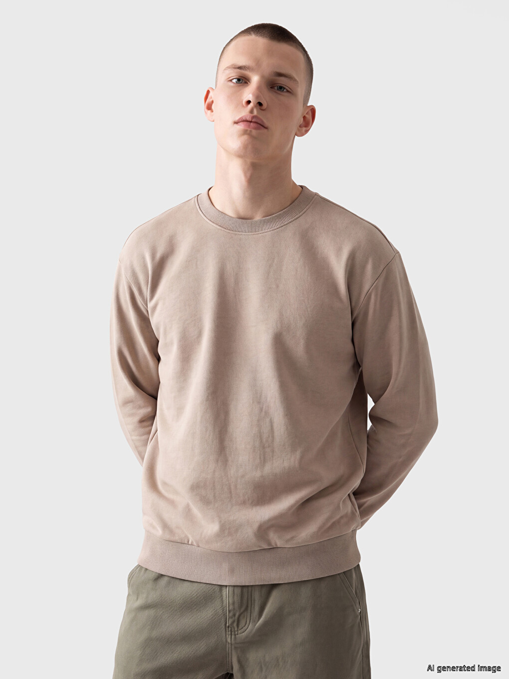 Crew Neck Men's Thick Sweatshirt-1