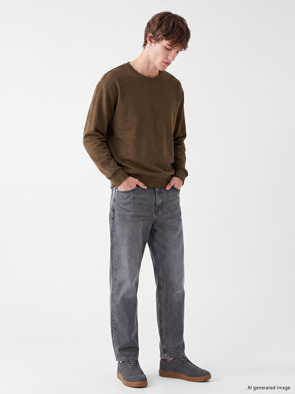 Crew Neck Men's Thick Sweatshirt-1